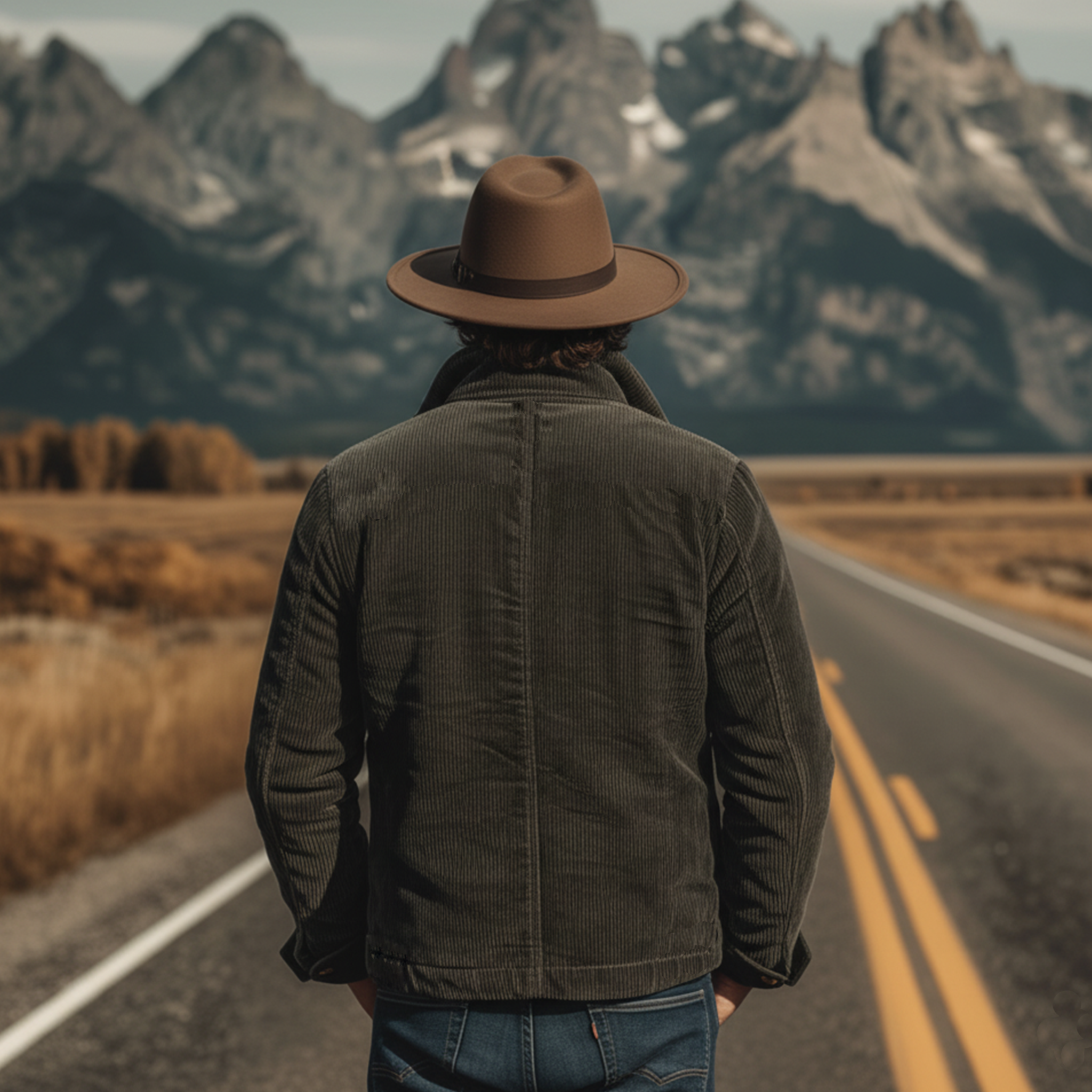 Men's Classic Retro Western Style Stand-up Collar Corduroy Jacket MTA2501K1K