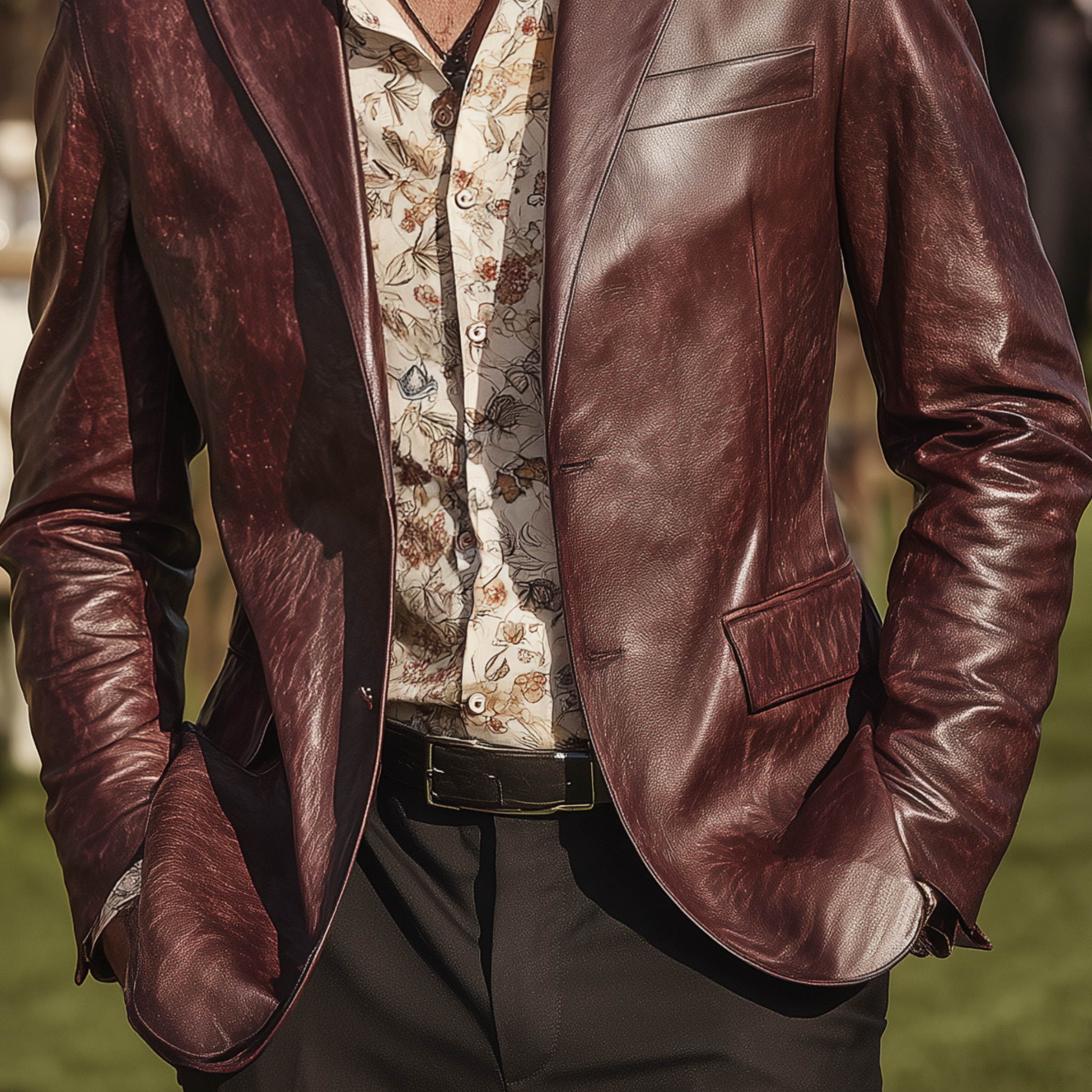Men's Classic Retro Party Texture Pu Leather Single-breasted Slim-fit Blazer MTA1130H2K