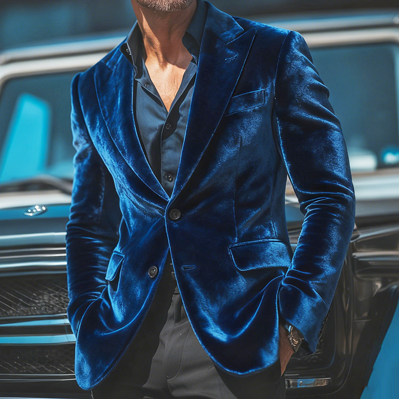 Men's Retro Casual Velvet Blazer MTA2514K0TO