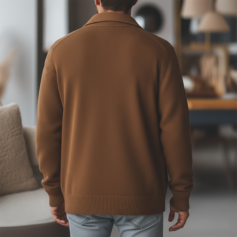 Men's Simple Cotton Yarn Knitted Loose Button-Up Cardigan MTA2628K0P