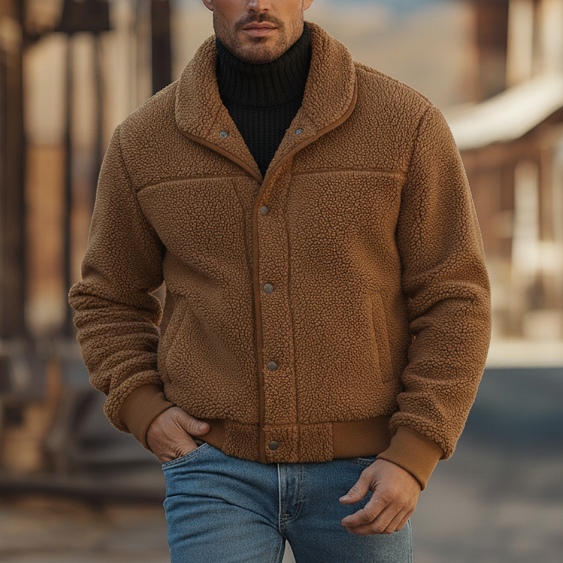 Men's Winter Retro Faux Lambswool Button Jacket MTA2511K4P