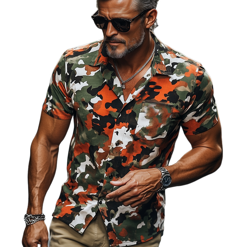 Men's Summer Fashion Camouflage Short Sleeve Shirt MTA0663F3U