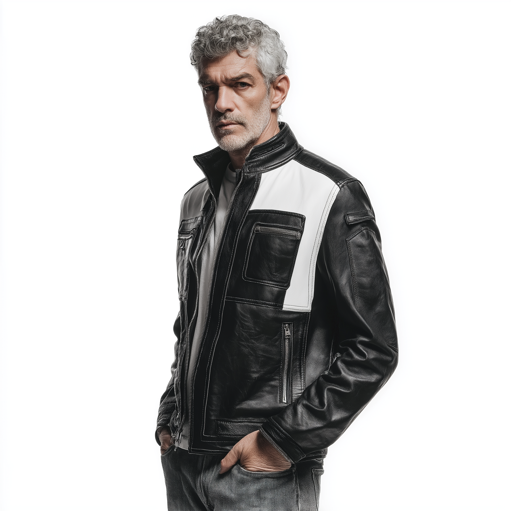 Men's Vintage Paneled Faux Leather Jacket MTA0557H7P