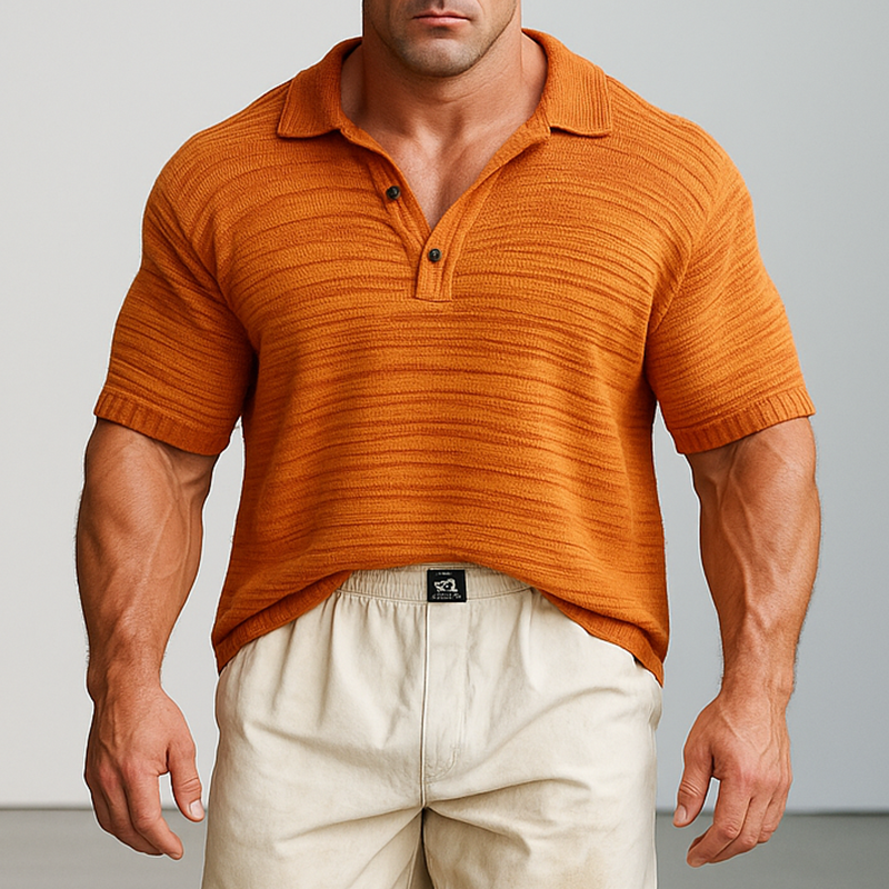 Men's Summer Fashion Knitted Thin Short Sleeve Polo Shirt MTA0880G8P