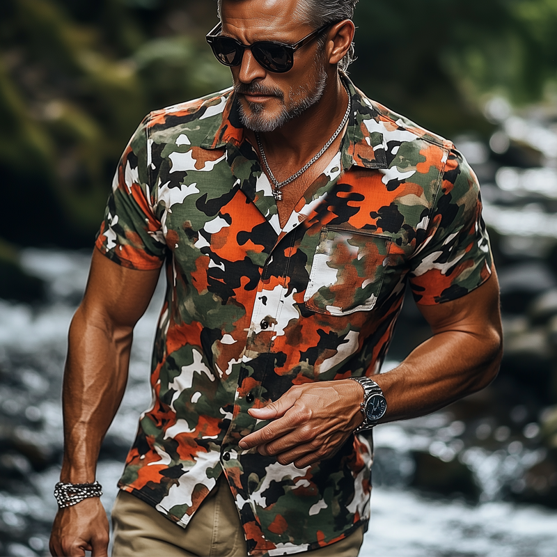 Men's Summer Fashion Camouflage Short Sleeve Shirt MTA0663F3U