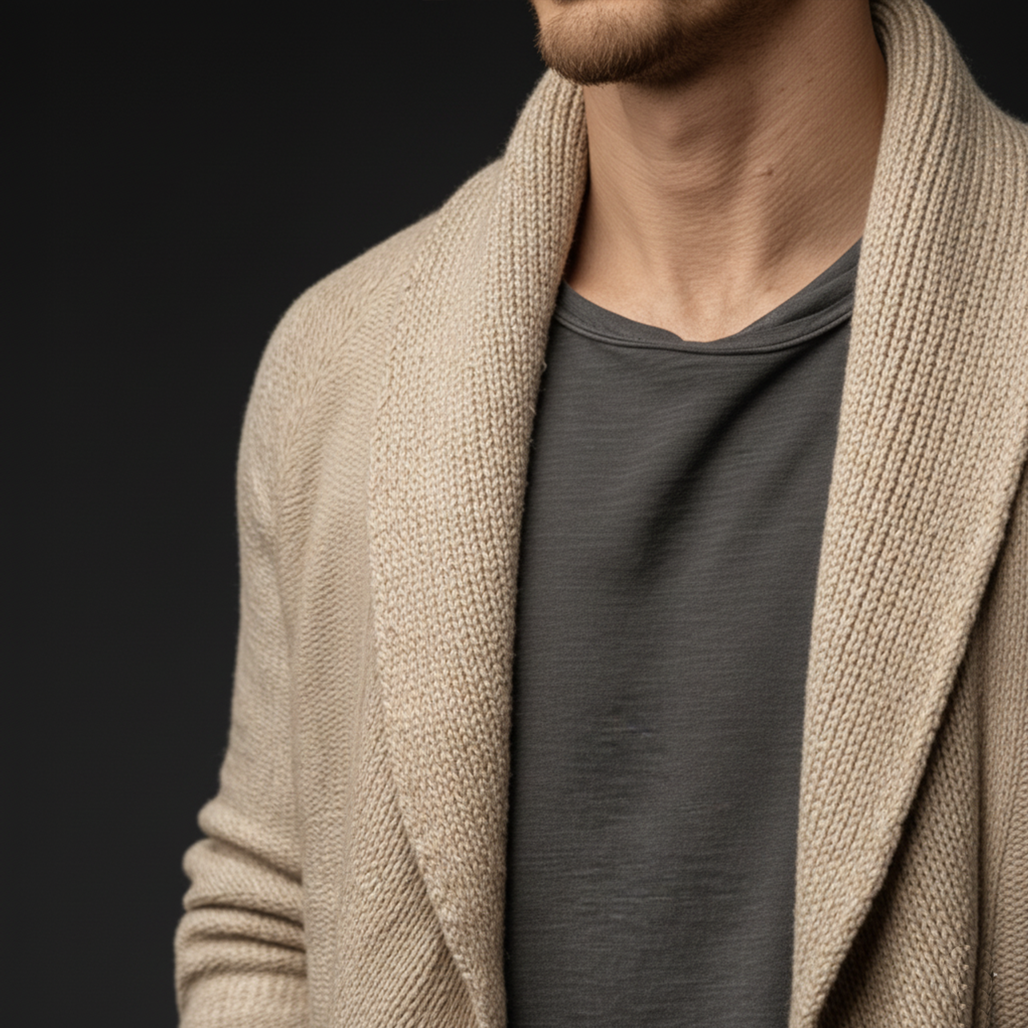 Men's Classic Casual Lapel Buttonless Knitted Cardigan MTA2732J1K