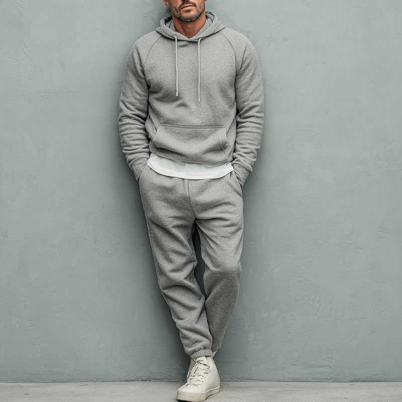 Men's Cotton Blend Hooded Trousers Casual Sportswear Two-piece Set MTA2911K1X