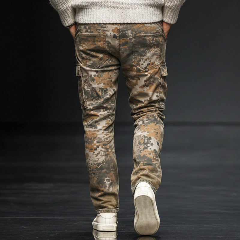 Men's Classic Camouflage Lace-Up Elastic Cuff Track Pants MTA2479J7U