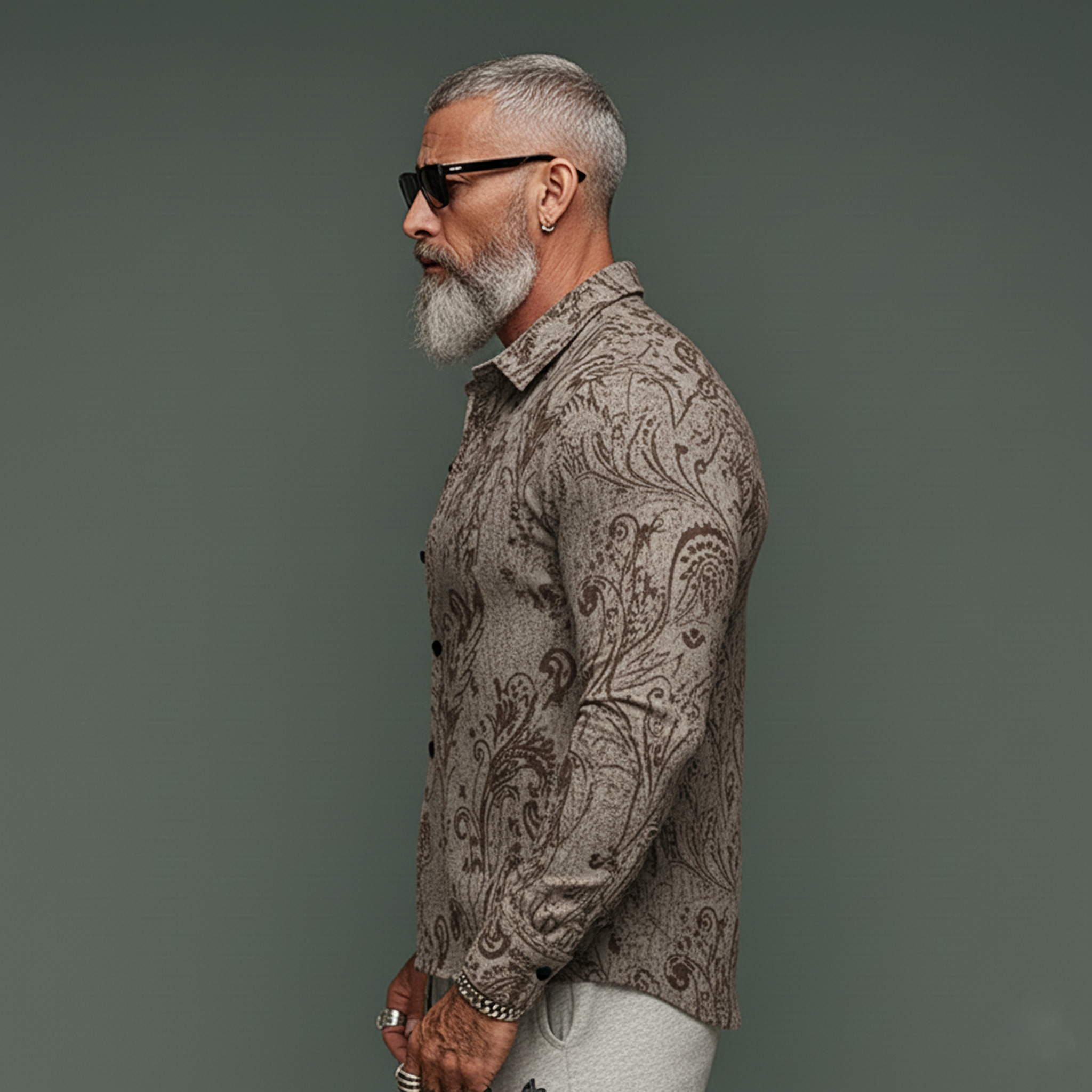 Men's Classic Vintage-print Blended Long-sleeved Shirt MTA1775L0K