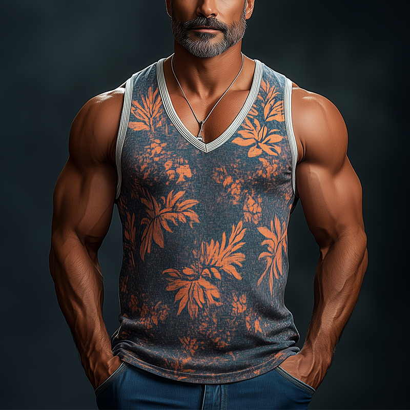 Men's Summer Fashion Cotton Blend Printed Tank Top MTA2636F7P