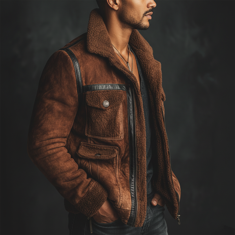 Men's Urban Warm Suede Lambswool Lined Jacket MTA2235K9U