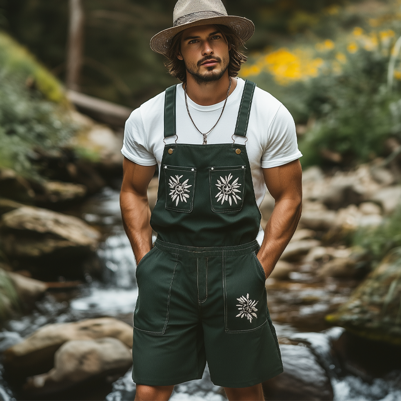 Men's Summer Vintage Embroidered Overalls MTA1244F7U