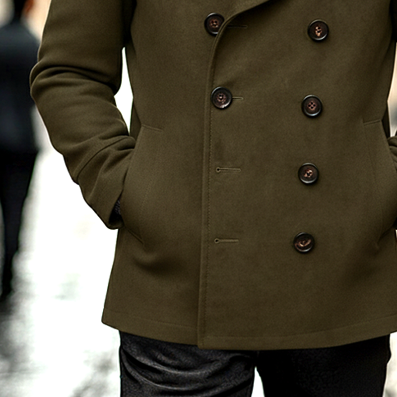 Men's Retro Solid Color Faux Suede Double-Breasted Jacket MTA0620K0X