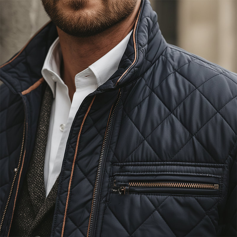 Men's Winter Vintage Quilted Stand Collar Warm Jacket MTA1513J5P