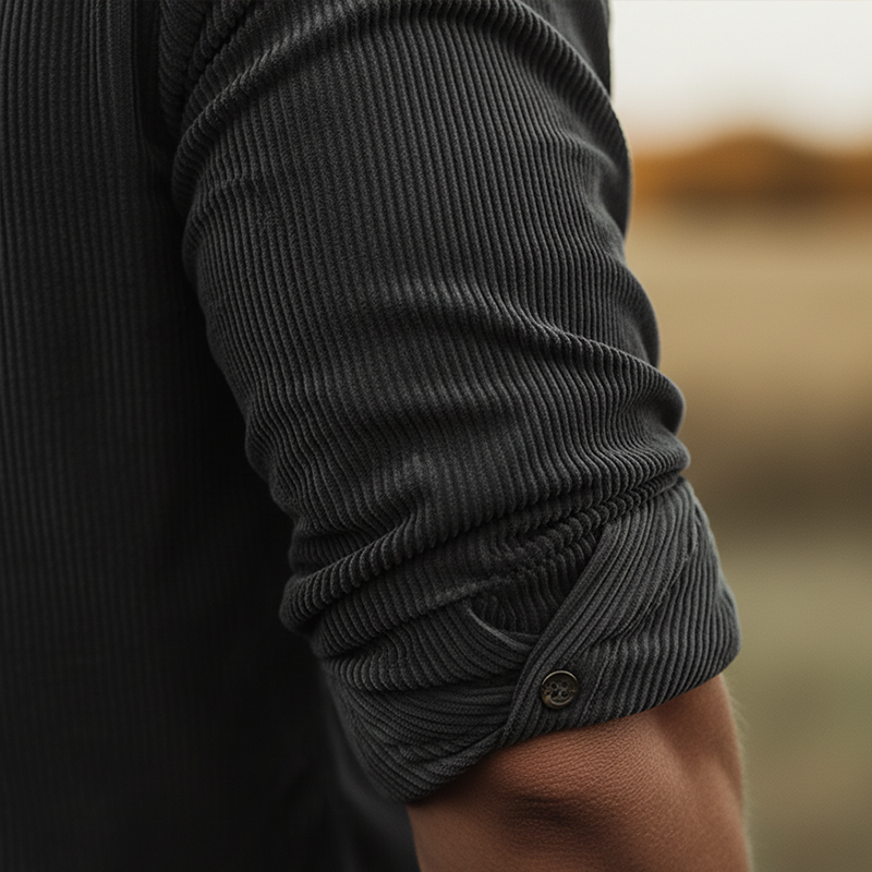 Men's Retro Glossy Corduroy Button-Up Shirt MTA1979K7P