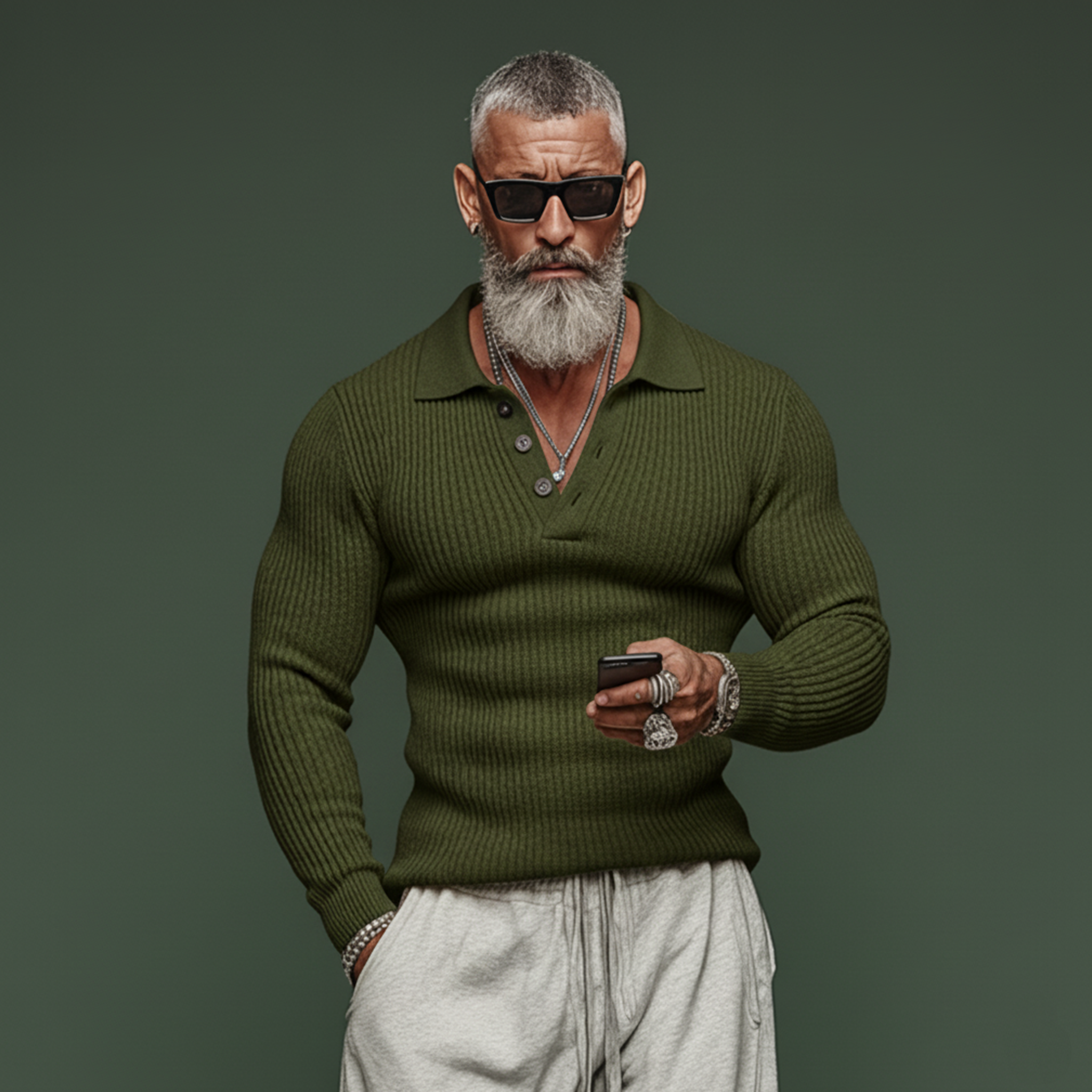 Men's Classic Casual Tough Style Polo Collar Slim Sweater MTA2831J3K