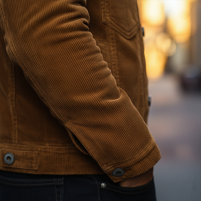 Men's Winter Retro Corduroy Jacket With Detachable Fur Collar MTA0193K5P