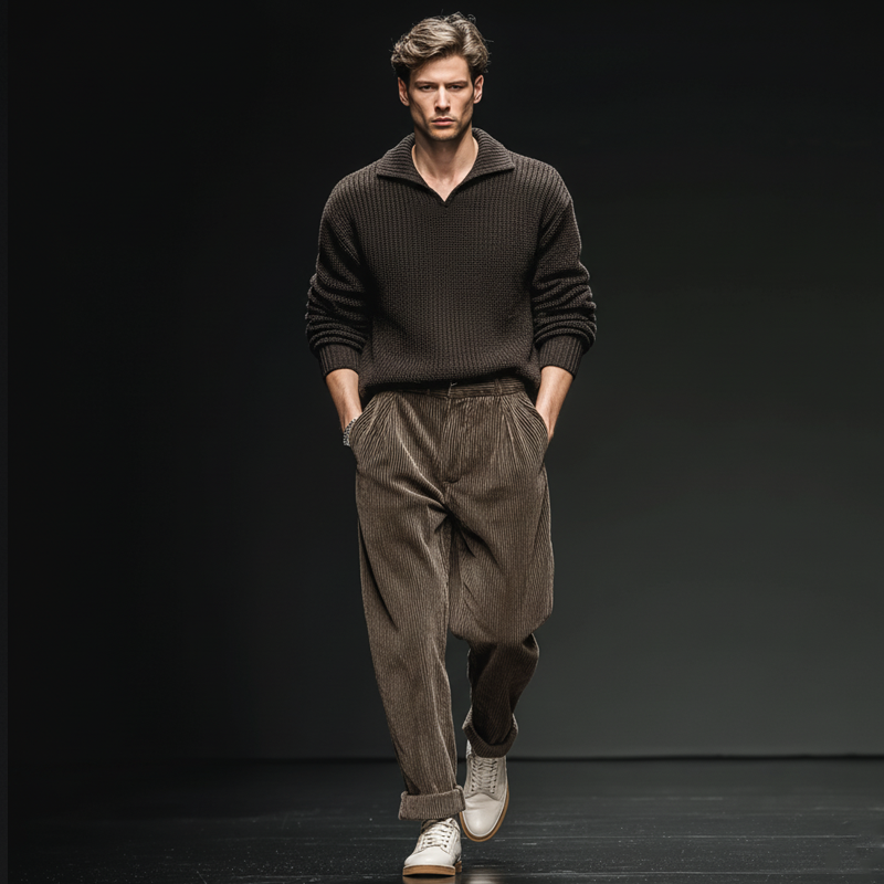 Men's Classic Coffee Corduroy Casual Pants MTA2456J4U