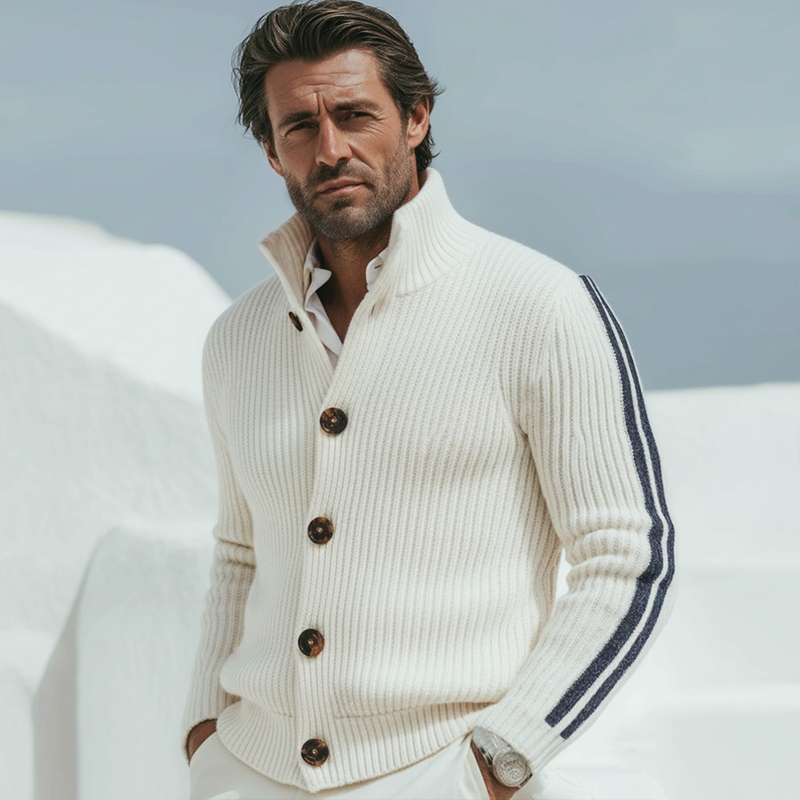 Men's Urban Style Stand-collar Button-up Knit Cardigan MTA2204K3U