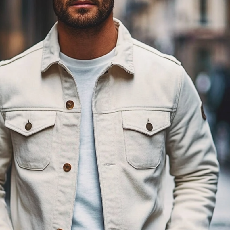 Men's Casual Solid Color Cotton Lapel Jacket MTA2816I1X