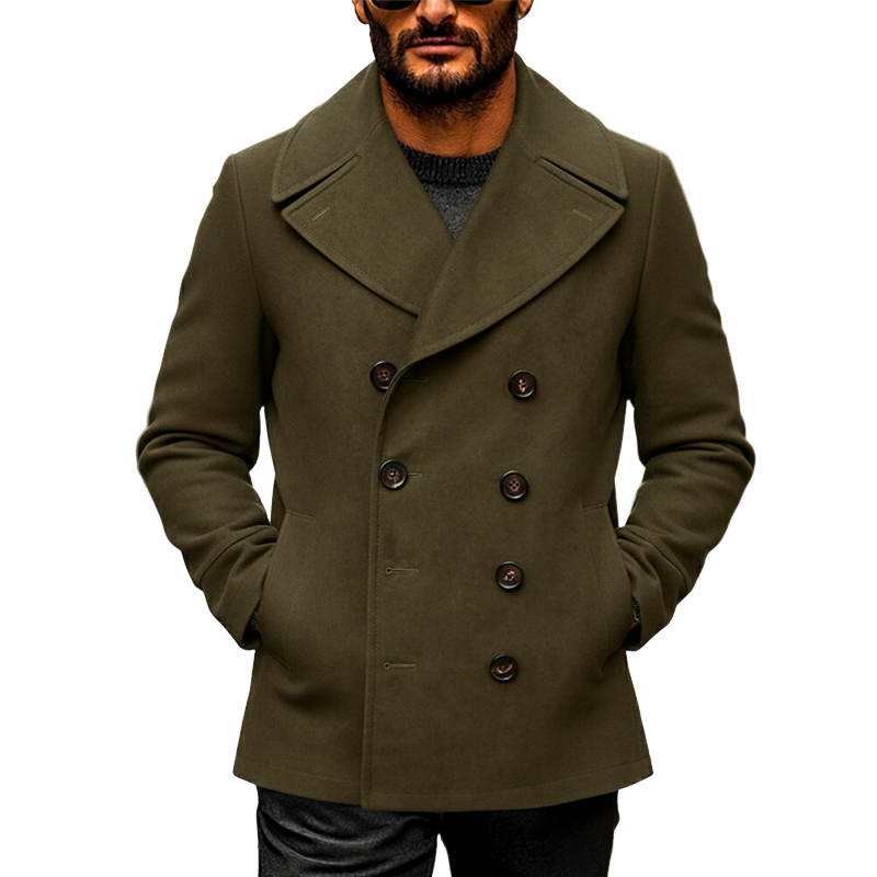 Men's Retro Solid Color Faux Suede Double-Breasted Jacket MTA0620K0X