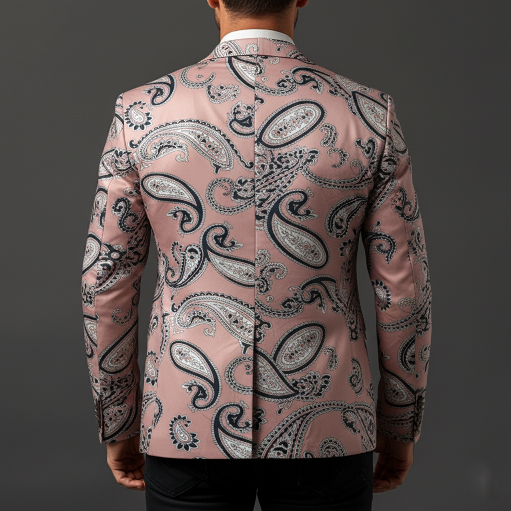 Men's Classic Vintage Satin Printed Single-breasted Blazer MTA1895L2K