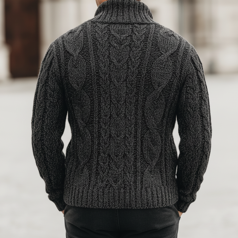 Men's Urban Dark Gray Textured Jacquard Buttoned Knit Cardigan MTA1996K6U