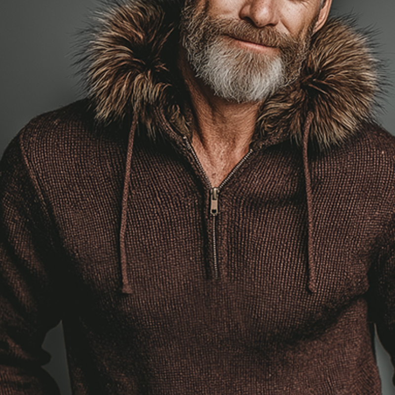 Men's Retro Casual Knitted Hooded Zipper Sweater MTA0133K9TO