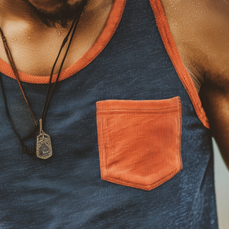 Men's Summer Round Neck Colorblock Knitted Tank Top MTA1689G6U