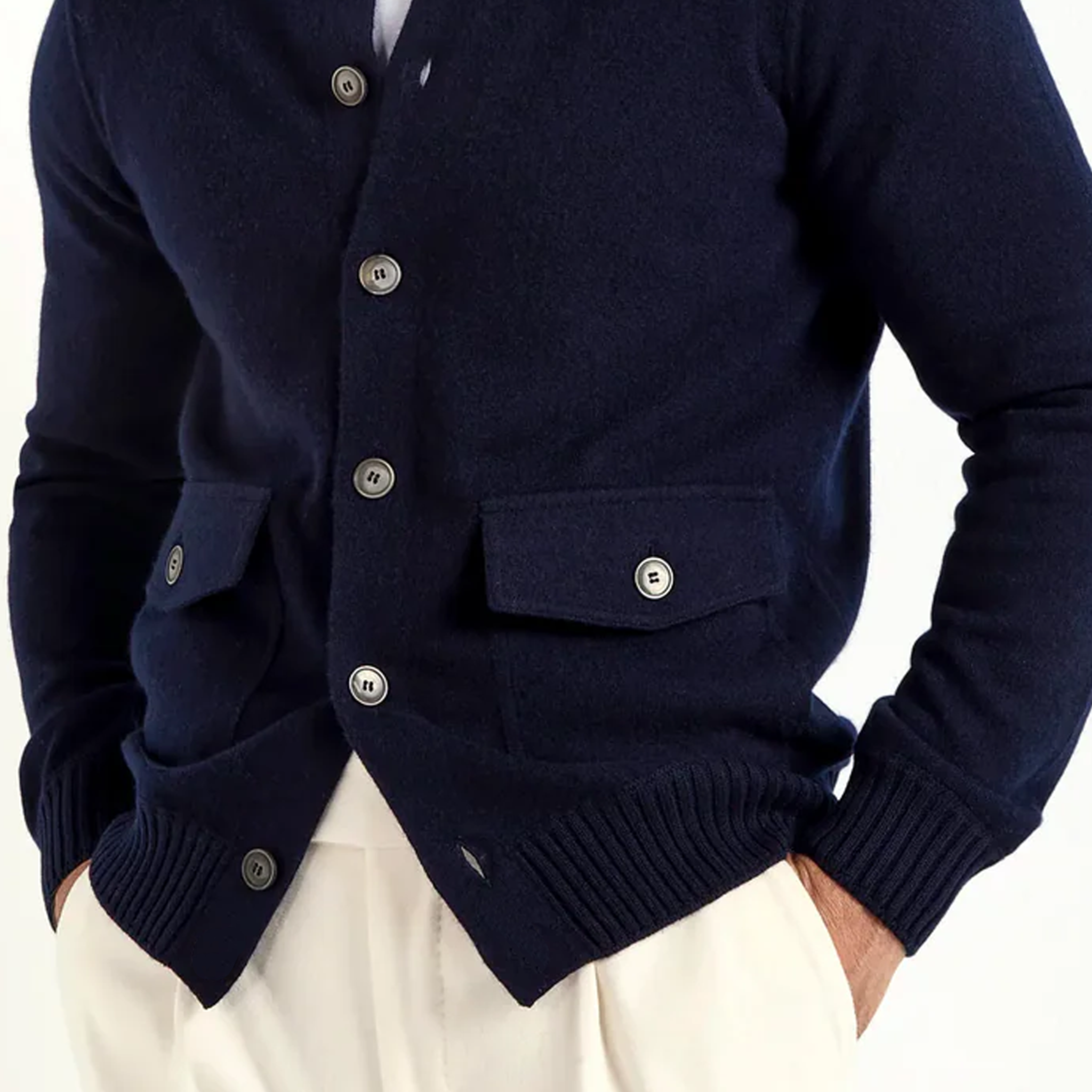 Men's Classic Light Business Stand Collar Single-breasted Knitted Cardigan MTA1977I2K