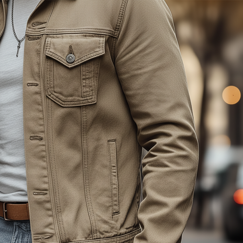 Men's Retro Washed Multi-Pocket Classic Denim Jacket MTA2700K3P