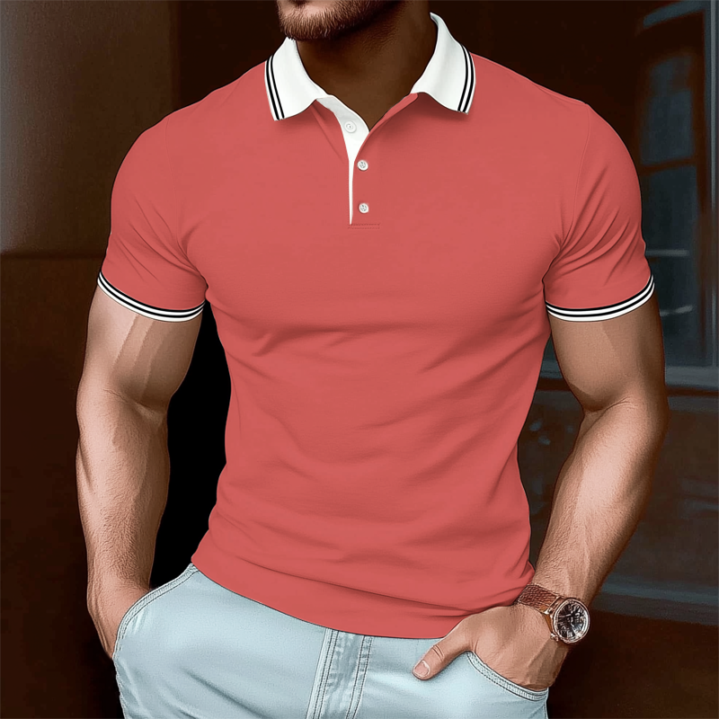 Men's Summer Business Cotton Short Sleeve POLO Shirt MTA2399G6U