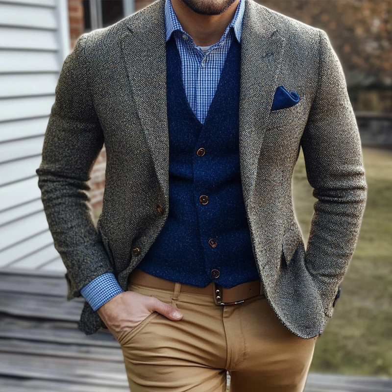 Men's Casual Lapel Three-button Blazer MTA2316I2X