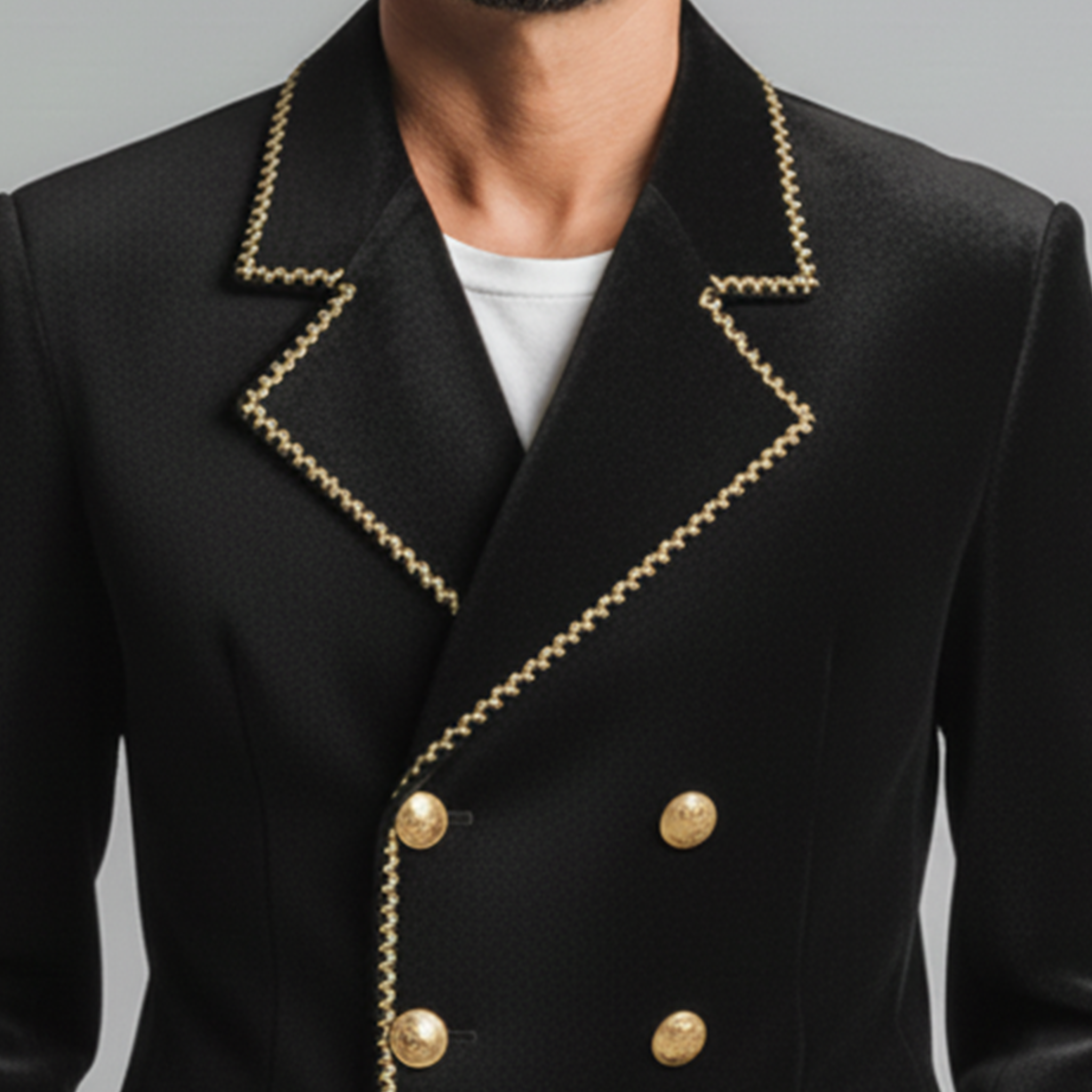 Men's Classic Vintage Lapel Embroidered Faux Velvet Double-breasted Jacket MTA0543L7K