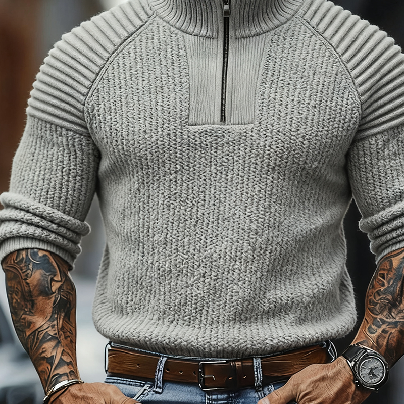 Men's Solid Color Casual Half-zip Knitted Sweater MTA1714J2X