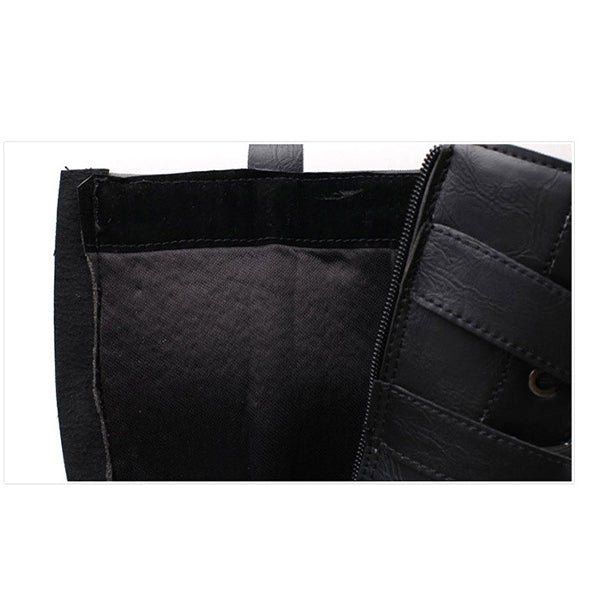 MEN'S LACE UP METAL SKULL BUCKLE DESIGN LACE UP BOOTS MTA1716G2I