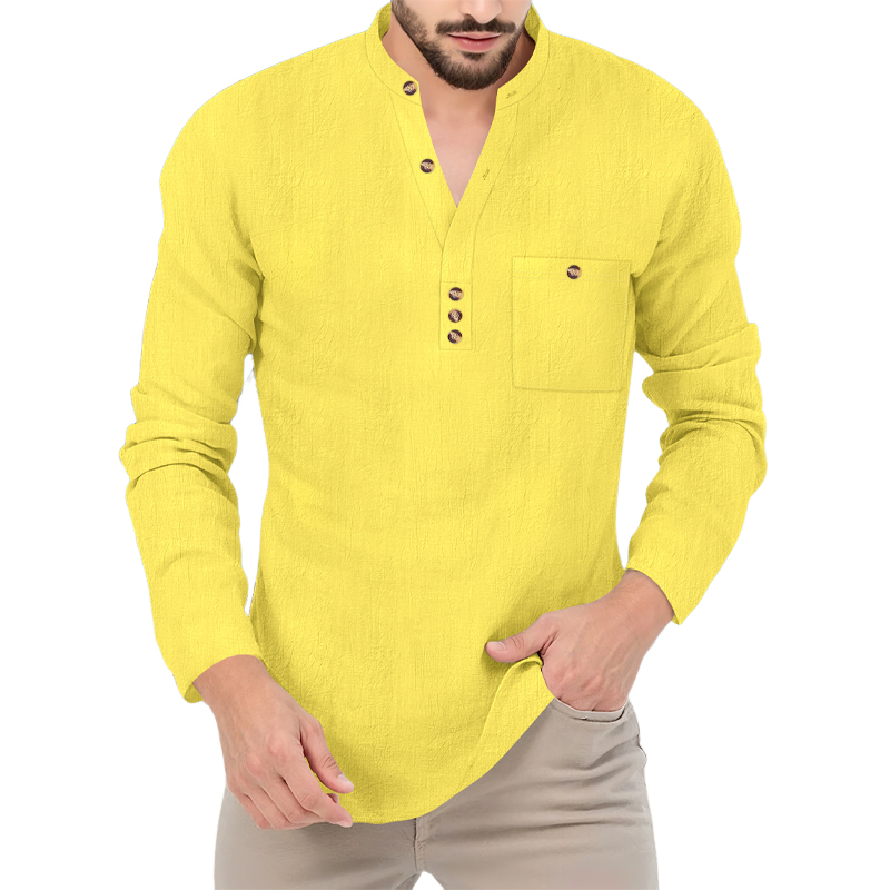 Men's Classic Solid Color Textured Long-sleeved T-shirt MTA2221H7U