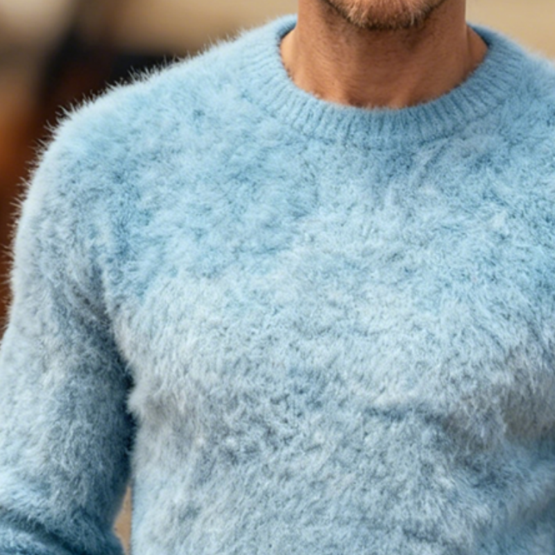 Men's Retro Casual Mohair Knit Crew Neck Pullover Sweater MTA2921J4TO