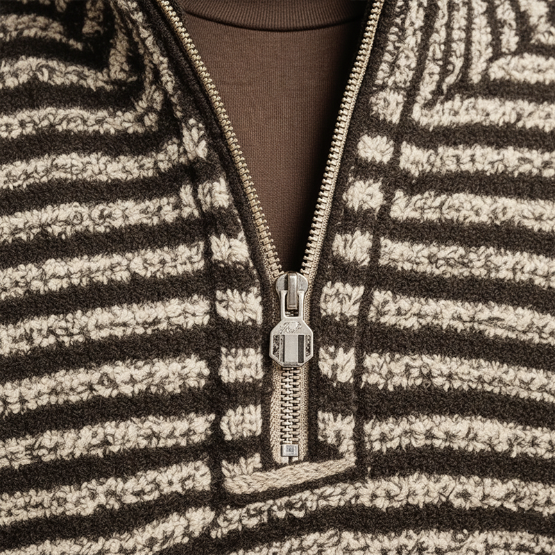Men's Winter Fashion Striped Cotton Knitted Half-Zip Sweater MTA1433J7P