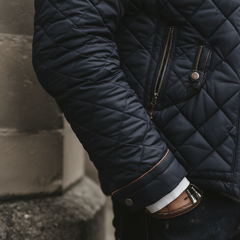 Men's Winter Vintage Quilted Stand Collar Warm Jacket MTA1513J5P