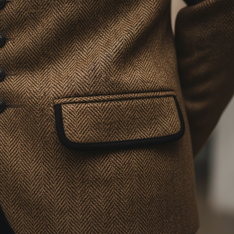Men's Winter Retro Herringbone Faux Wool Stand Collar Coat MTA2104J7P
