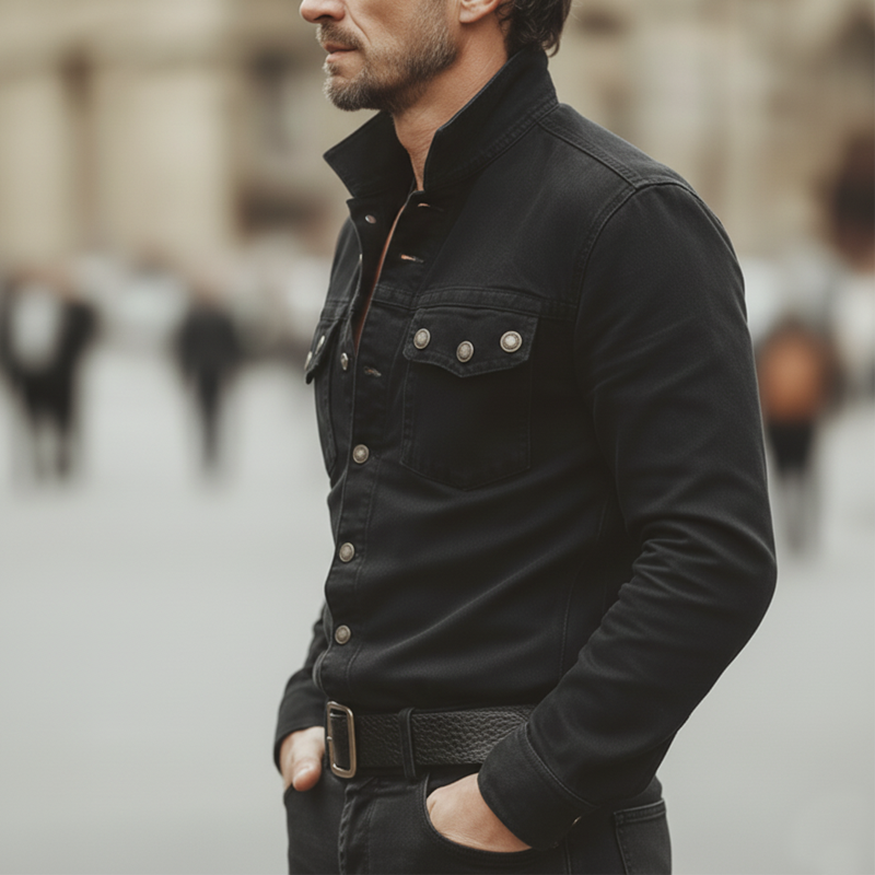 Men's Vintage Multi-button Cotton Lapel Long-sleeved Shirt MTA3080L7U