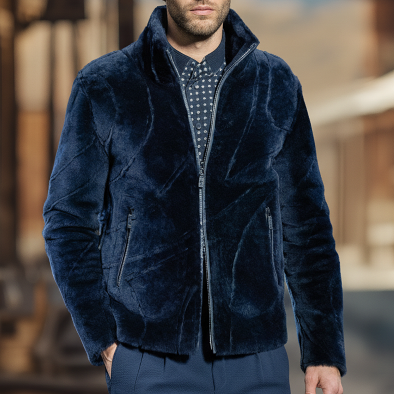 Men's Winter Retro Faux Mink Zip-Up Jacket MTA2464K7P