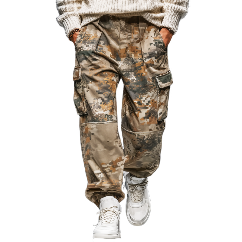 Men's Classic Camouflage Lace-Up Elastic Cuff Track Pants MTA2479J7U