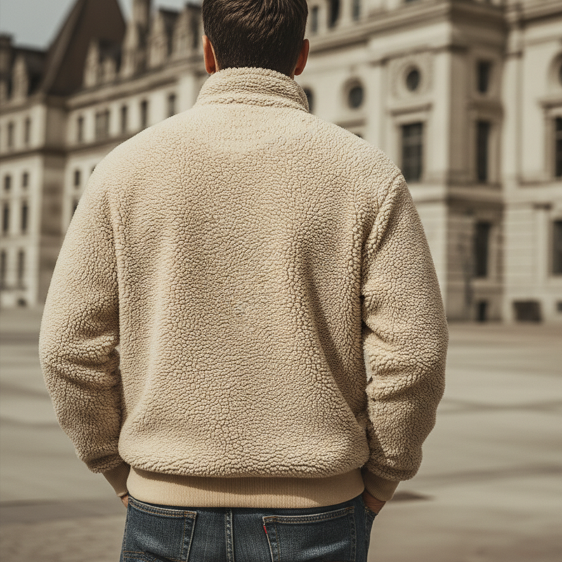 Men's Urban Style Warm Fleece Zip-up Stand-collar Sweatshirt MTA2052K5U