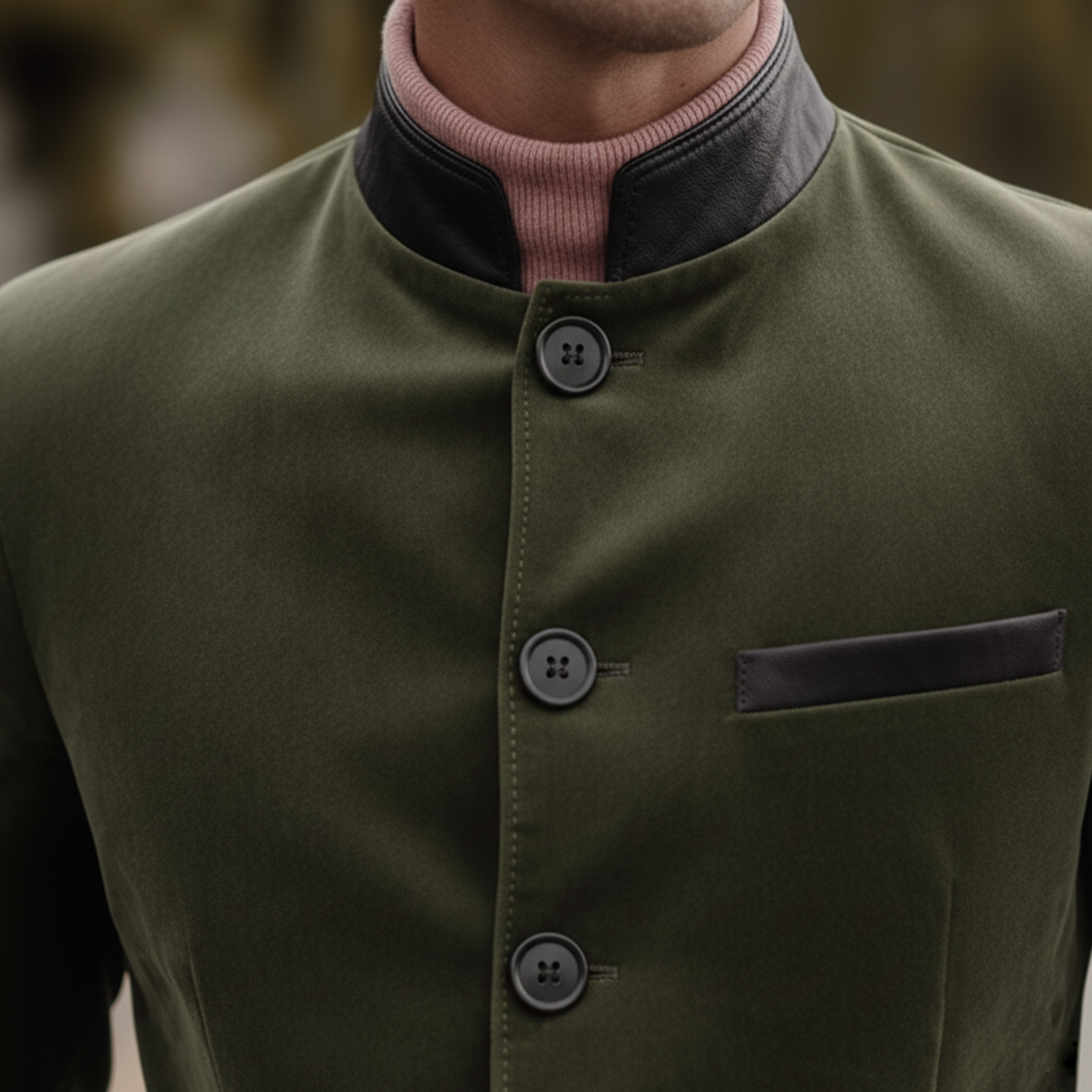 Men's Classic Retro Western Stand Collar PU Leather Slim Fit Faux Suede Jacket MTA2388J3K