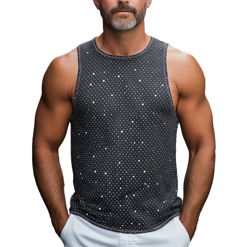 Men's Summer Fashion Polka Dot Printed Cotton Tank Top MTA2414E4P