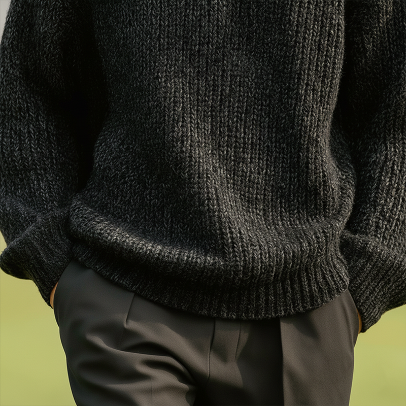Men's Winter Simple Half-Zip Cotton Knitted Pullover Sweater MTA1465J9P