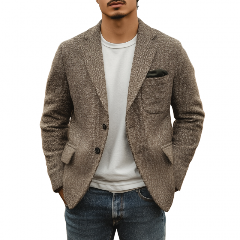Men's Vintage Tweed Notch Lapel Single-breasted Slim-fit Blazer MTA0541H6M