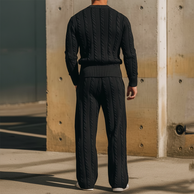 Men's Urban Solid Color Jacquard Knit Casual Pants MTA2211L2U